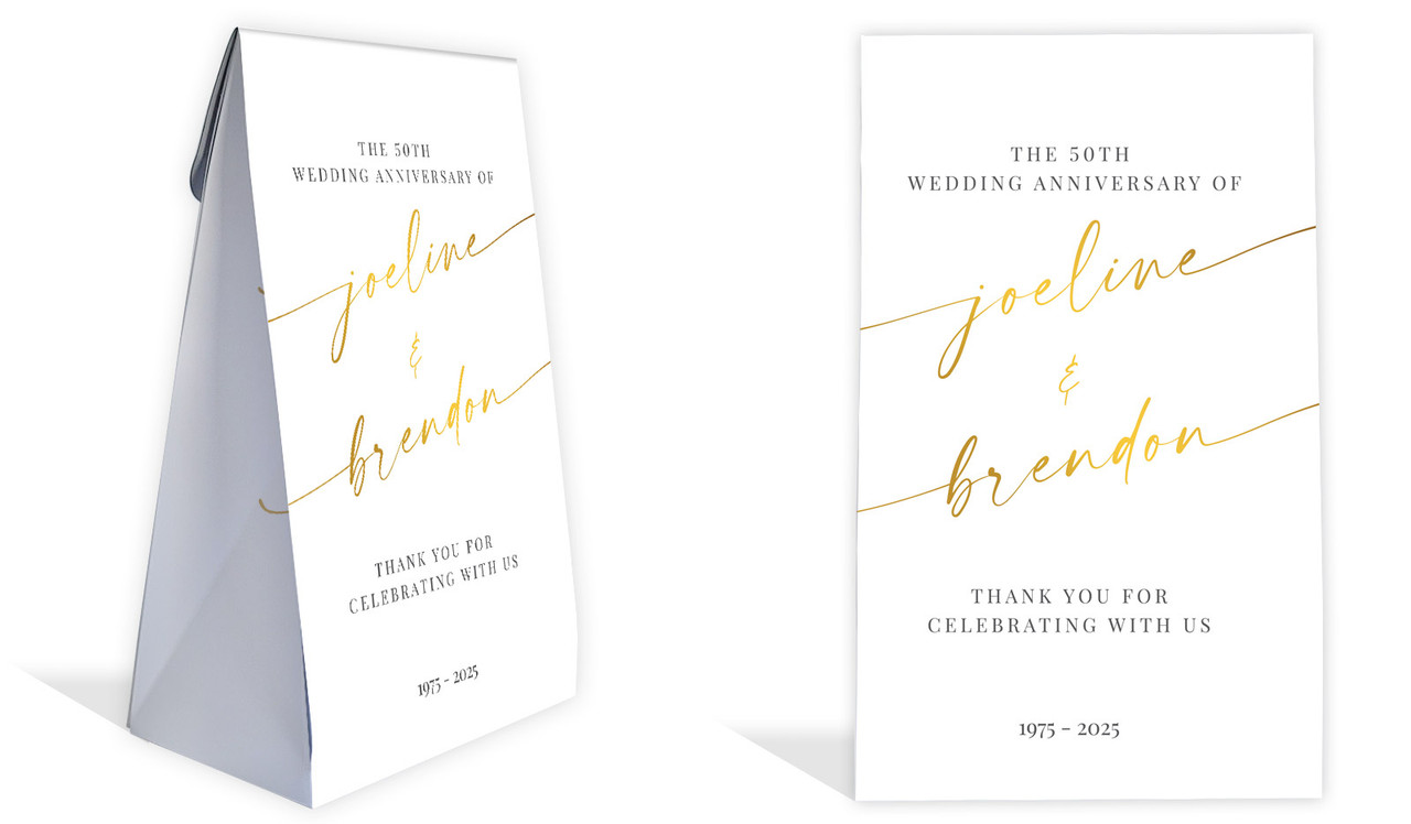 Golden Script Anniversary Personalised Gusset Favour Bag