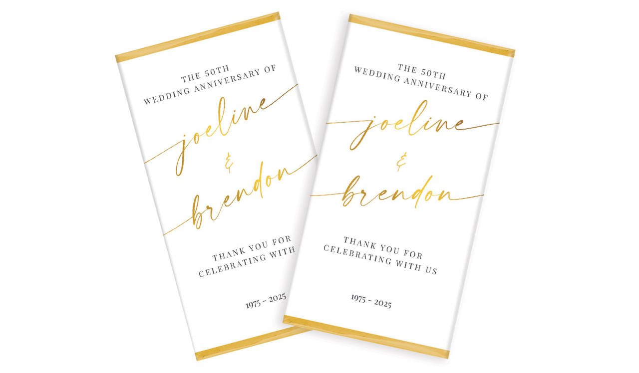 Golden Script In Gold Wedding Anniversary Chocolate Bars