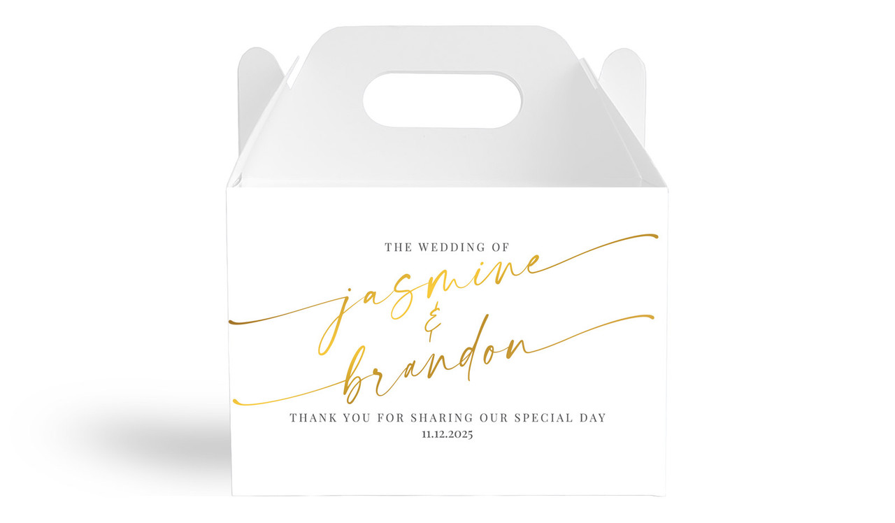 Golden Script Anniversary Personalised Gable Favour Box