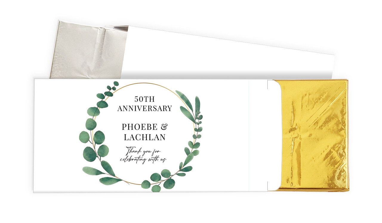 Eucalyptus Anniversary Personalised Chocolate Bar In A Box