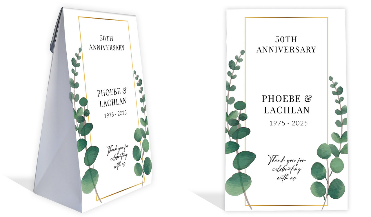 Eucalyptus Anniversary Personalised Gusset Favour Bag
