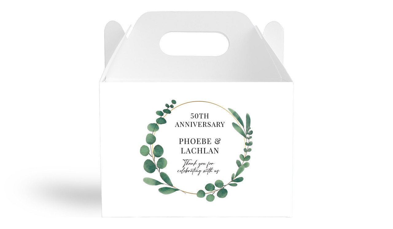 Eucalyptus Anniversary Personalised Gable Favour Box
