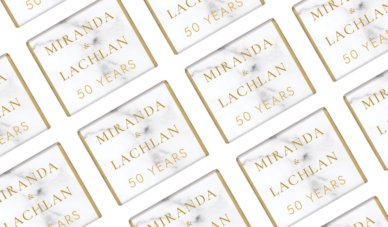 Monogram On Marble Anniversary Personalised Mini Chocolates