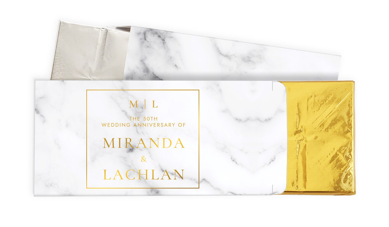 Monogram On Marble Anniversary Personalised Chocolate Bar In A Box