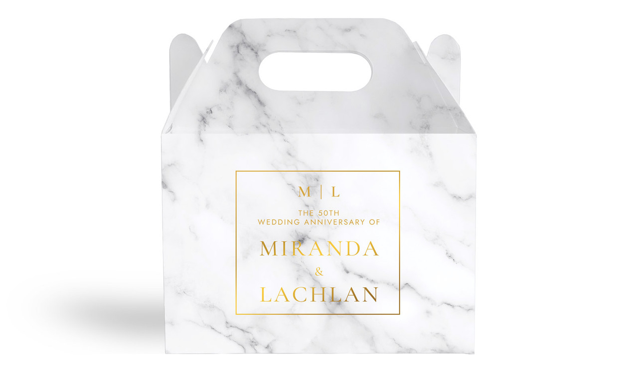 Monogram On Marble Anniversary Personalised Gable Favour Box