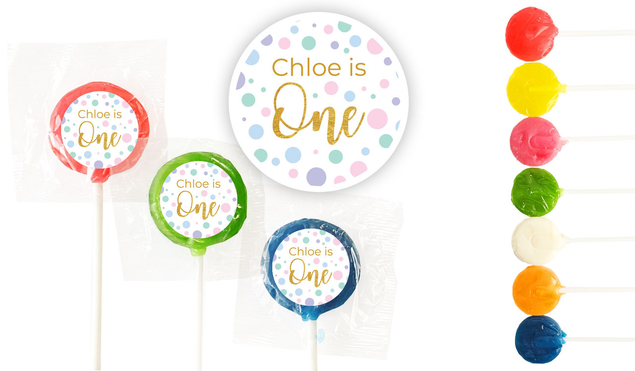 Pastel Dots Birthday Custom 3cm Mini Lollipops