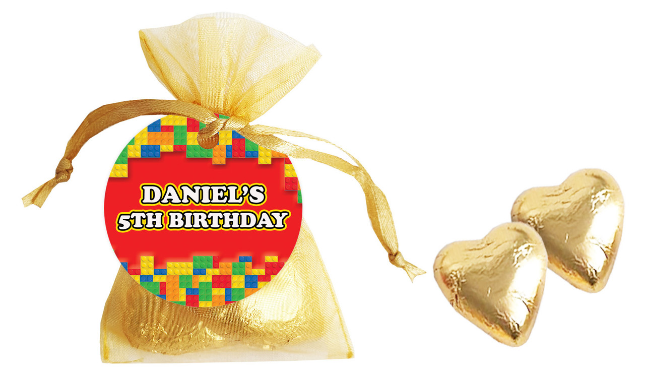 Building Blocks Birthday Personalised Organza Bag