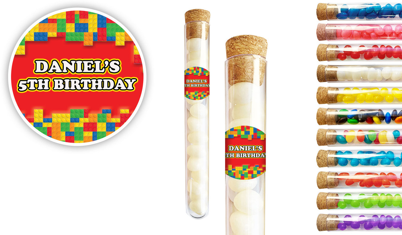 Building Blocks Kids Party Personalised Test Tubes