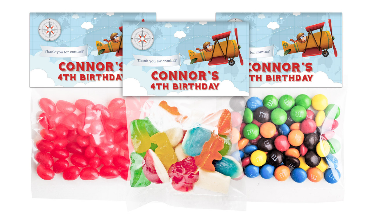 Aeroplane Lolly Bags With Custom Topper (Choice Of Filling)