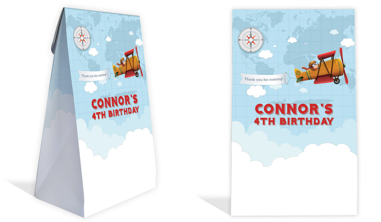 Aeroplane Kids Party Personalised Gusset Favour Bag