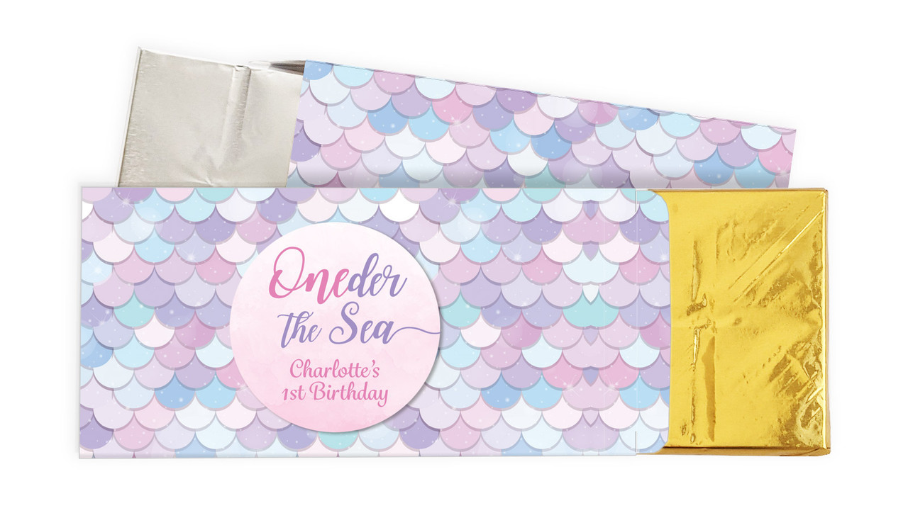Mermaid 1st Birthday Personalised Chocolate Bar In A Box
