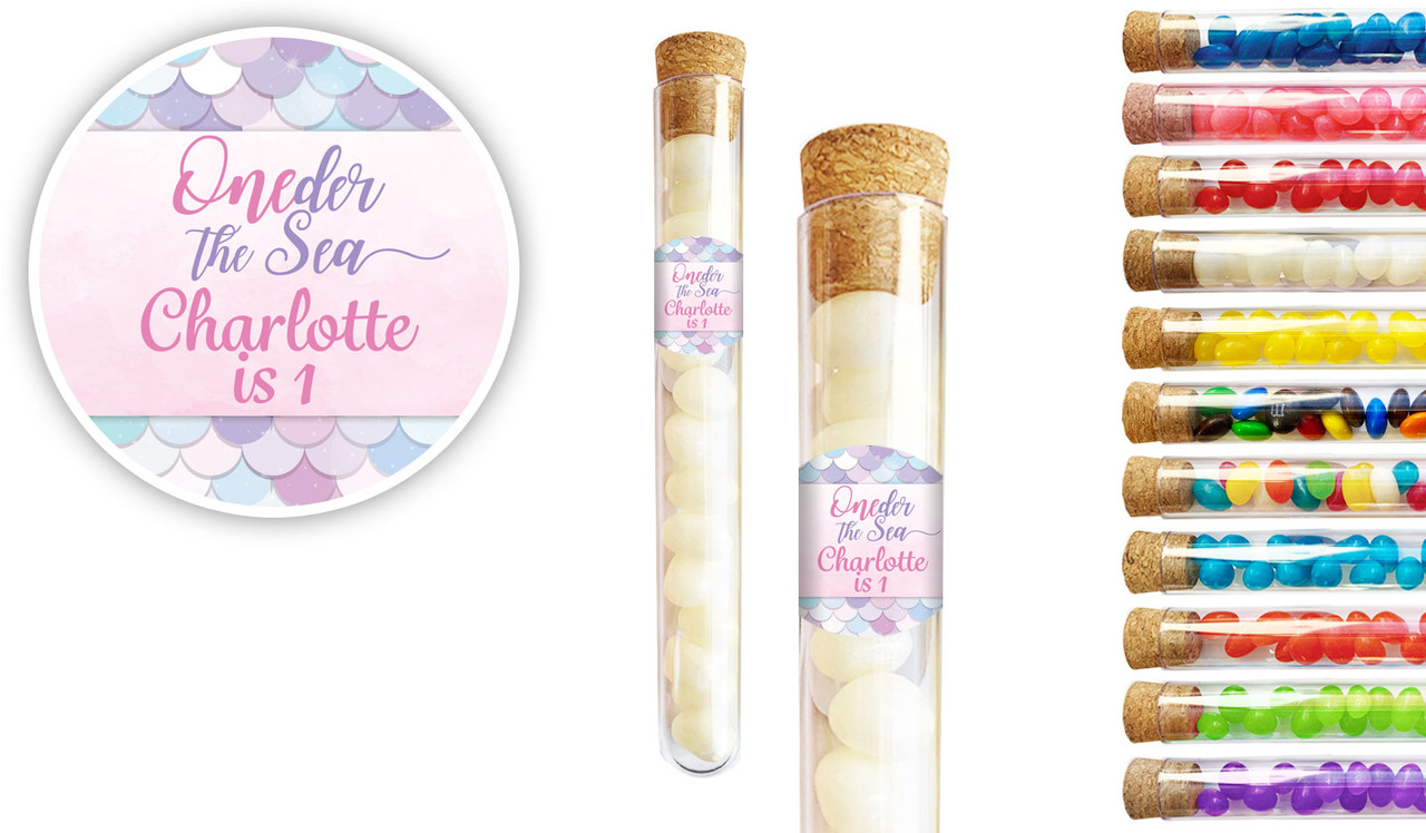 Mermaid 1st Birthday Kids Party Personalised Test Tubes