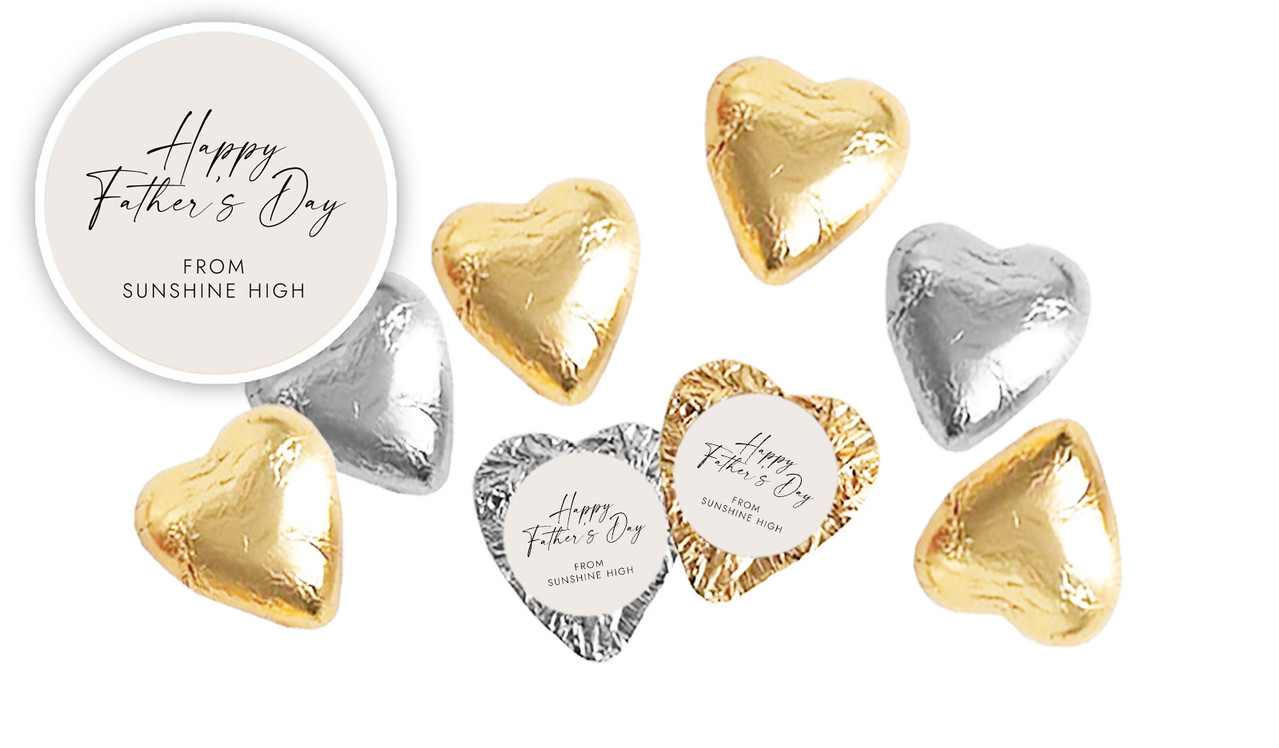 Natural Fathers Day Personalised Foil Chocolate Hearts