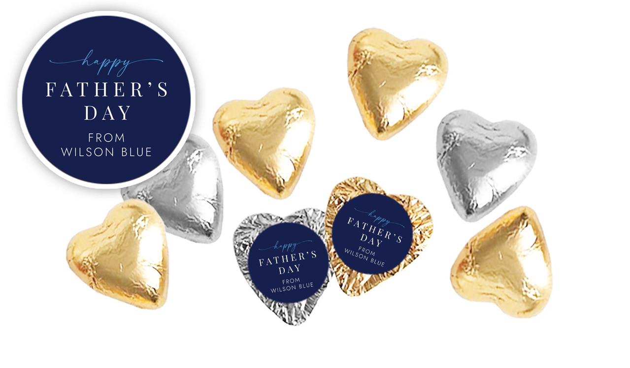 Navy Blue Fathers Day Personalised Foil Chocolate Hearts