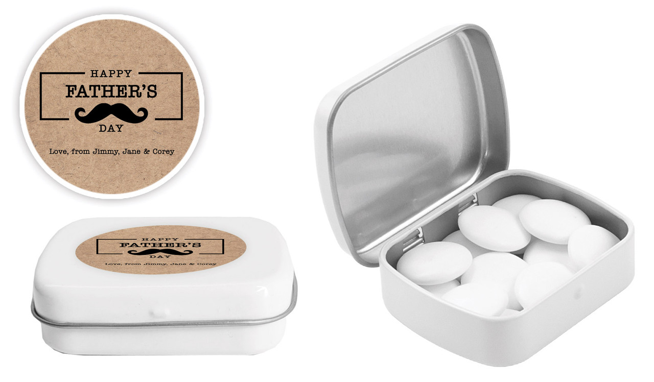 Kraft Moustache Fathers Day Personalised Mint Tins