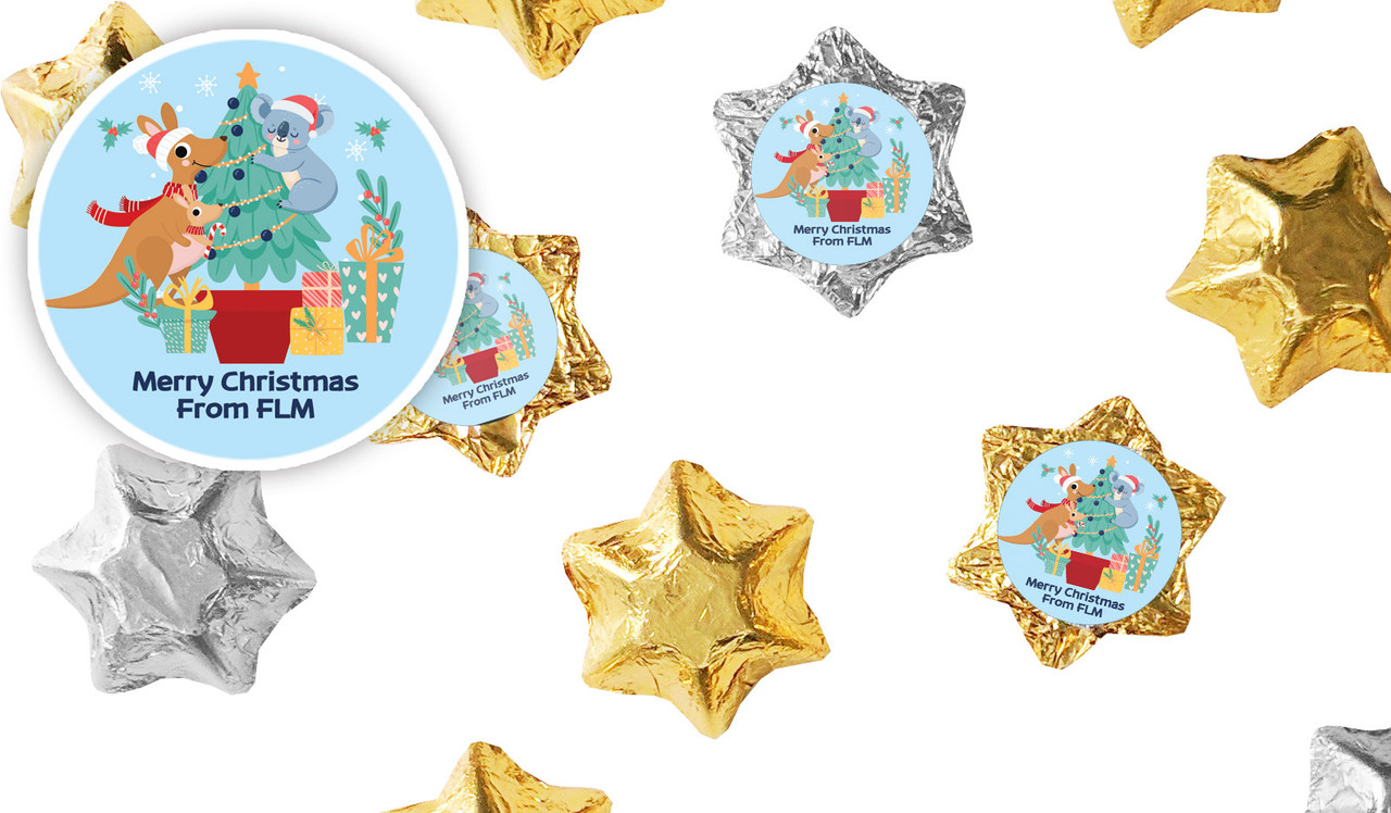 Aussie Animals Christmas Personalised Chocolate Stars
