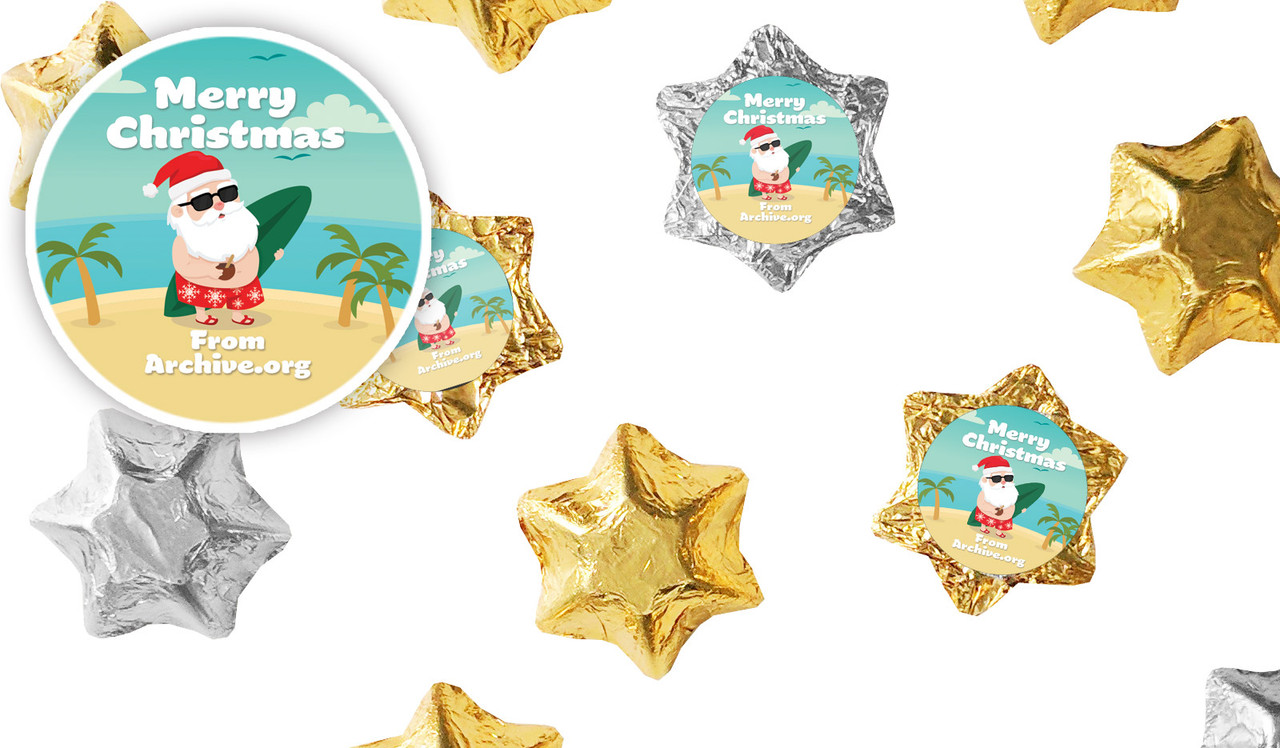 Beach Santa Christmas Personalised Chocolate Stars