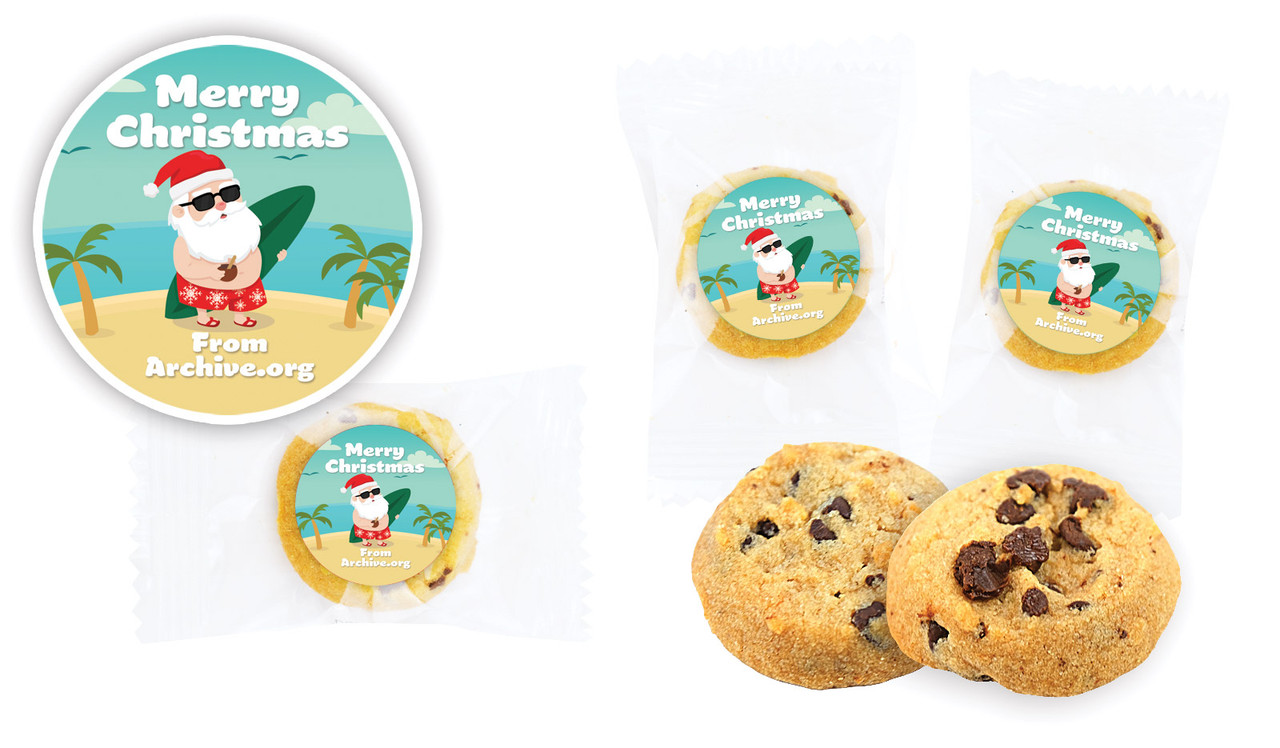 Beach Santa Christmas Bite-Size Personalised Cookie 5g
