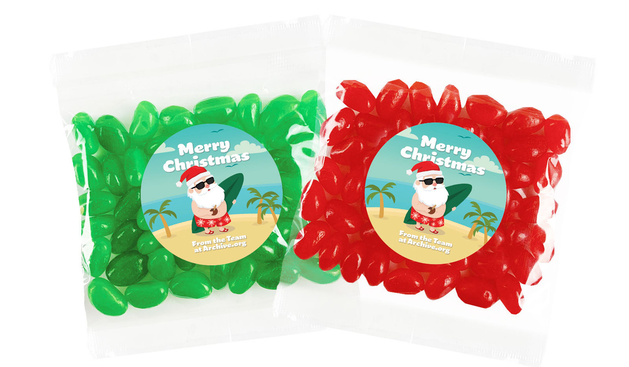 Beach Santa Christmas Personalised Lolly Bag Favour