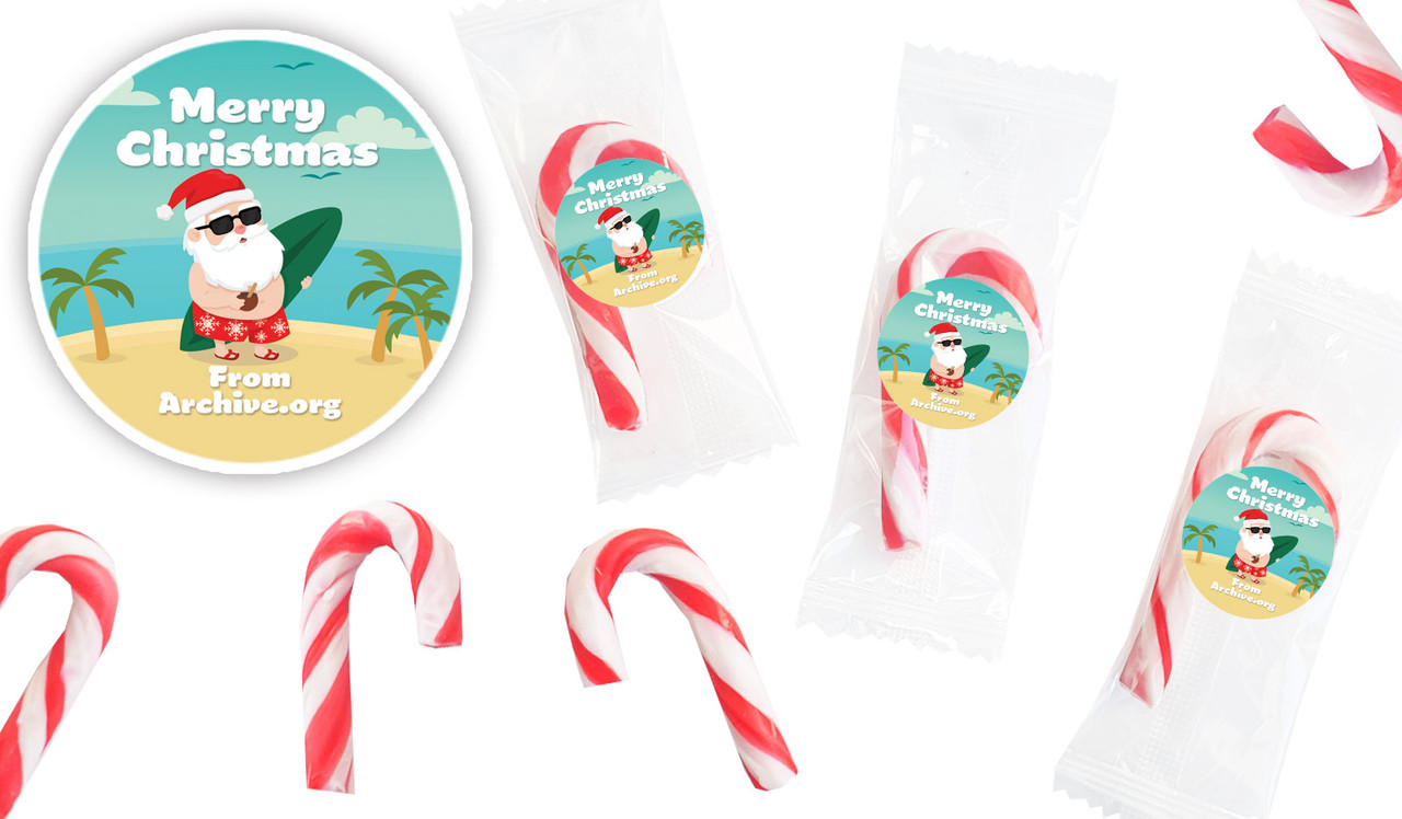 Beach Santa Personalised Mini Candy Canes