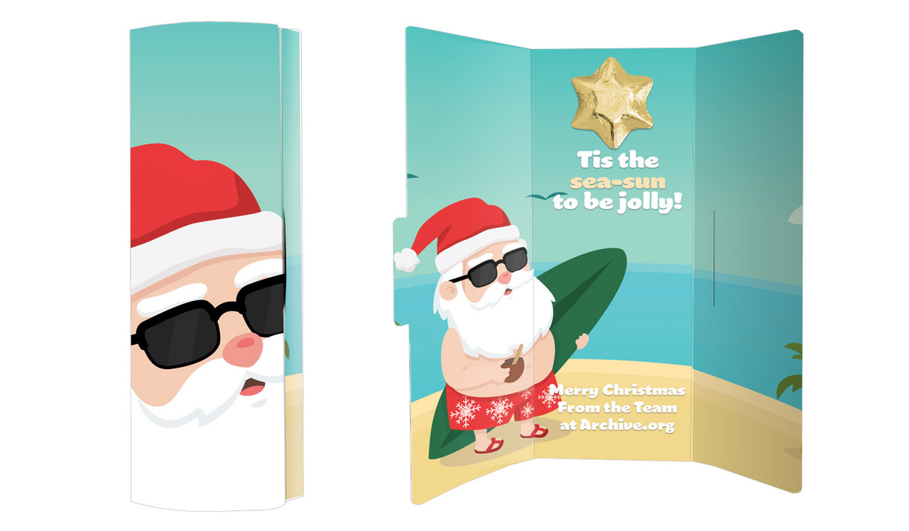 Beach Santa Christmas Chocolate Greeting Card