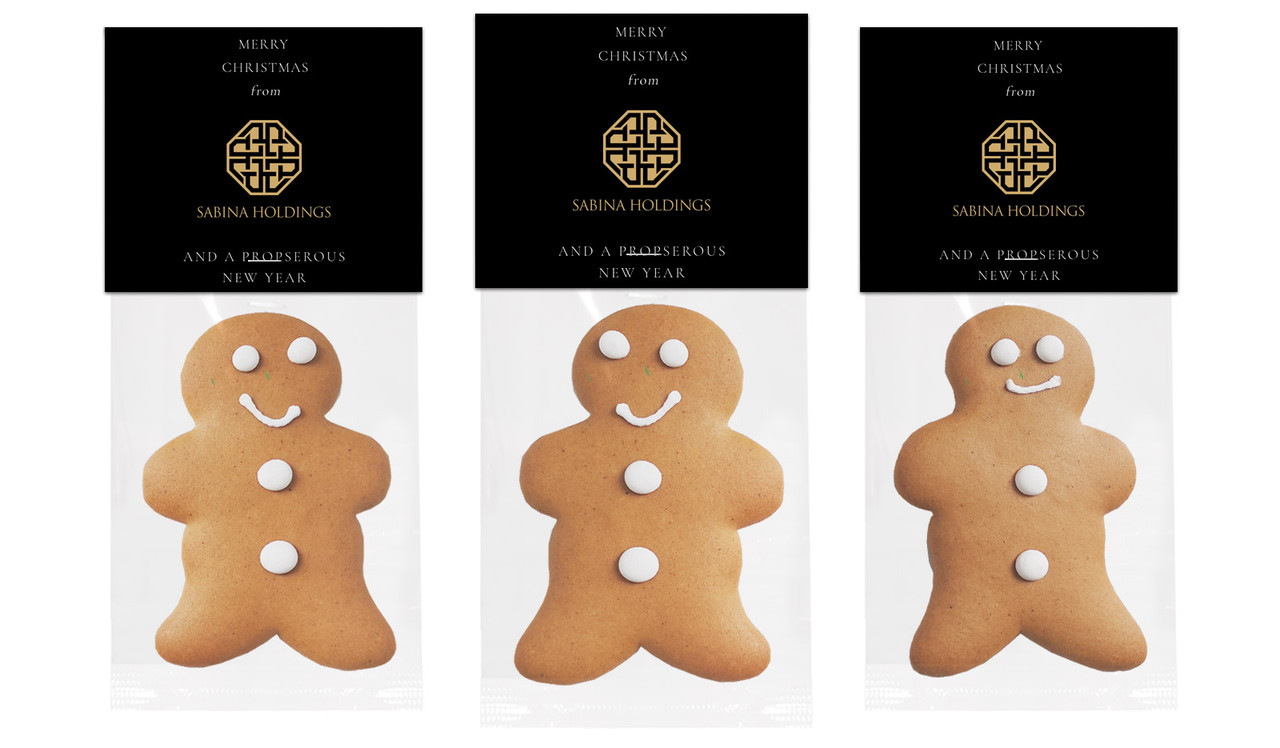 Black Corporate Christmas Gingerbread Man With Custom Topper