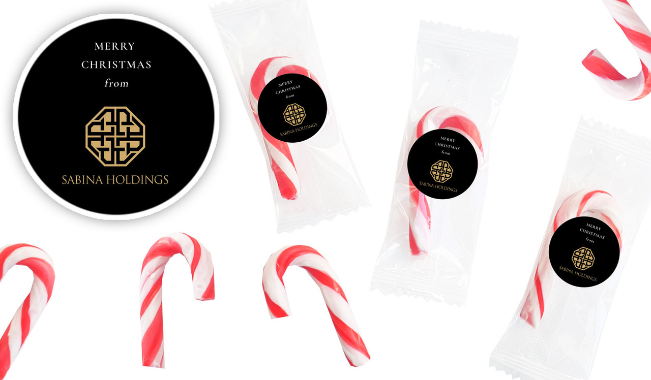 Black Corporate Personalised Mini Candy Canes