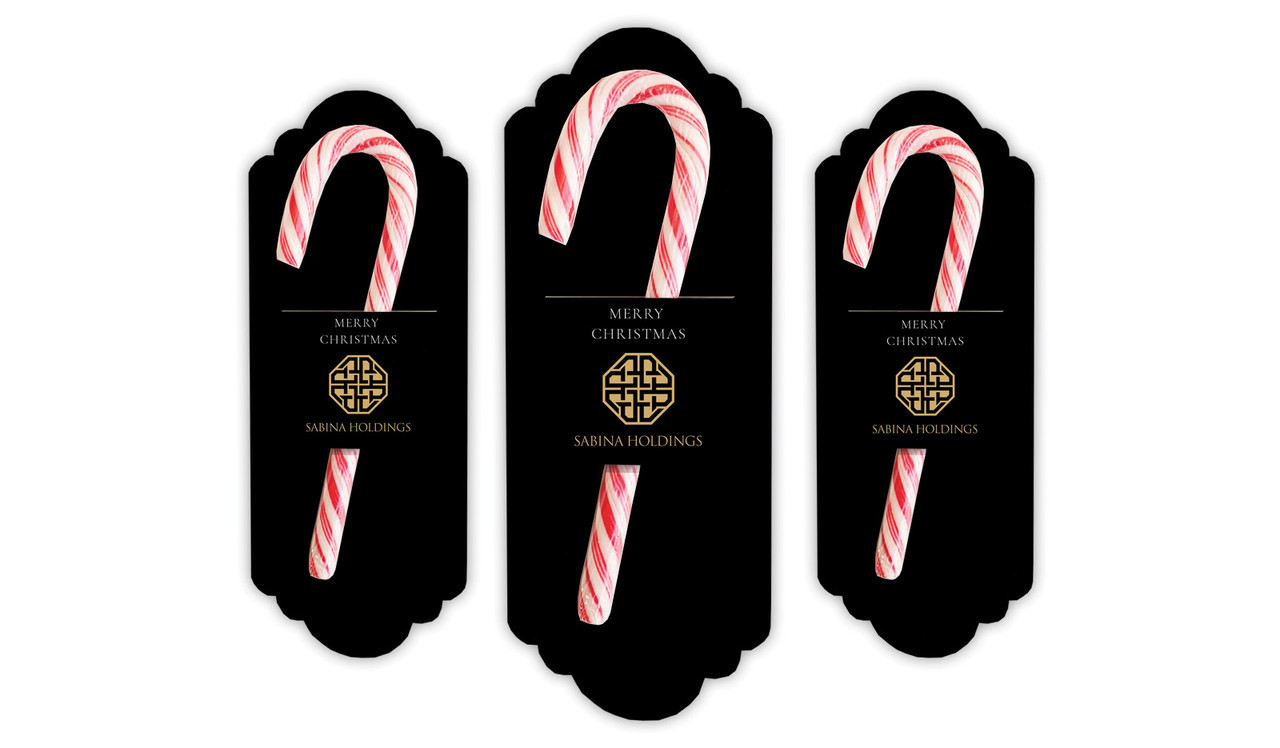 Black Corporate Christmas Personalised Candy Cane Card
