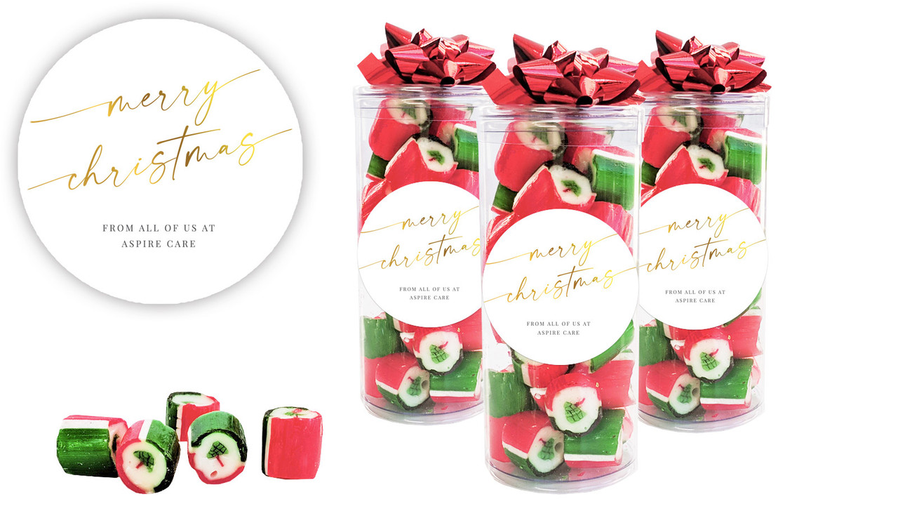 Golden Script Christmas Personalised Custom Rock Candy Tube