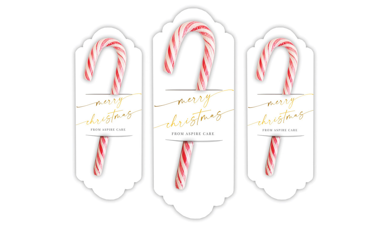 Golden Script Christmas Personalised Candy Cane Card