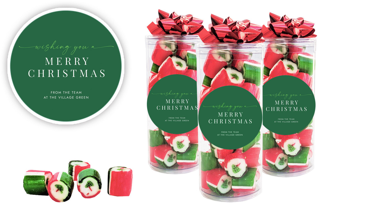 Flowing Green Christmas Personalised Custom Rock Candy Tube
