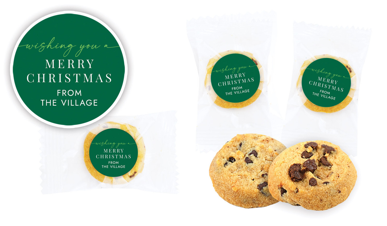Flowing Green Christmas Bite-Size Personalised Cookie 5g