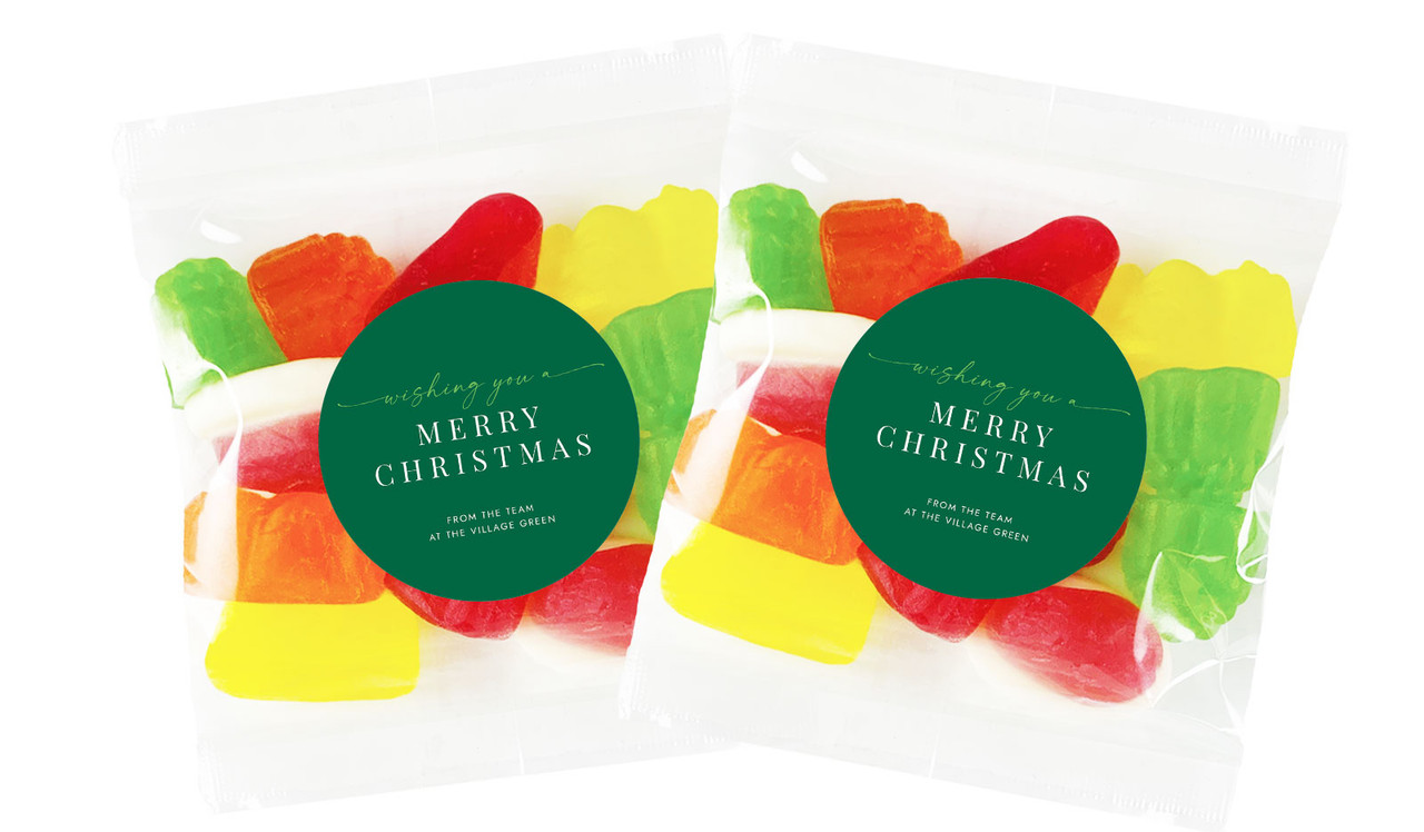 Flowing Green Christmas Personalised Lolly Bag Favour