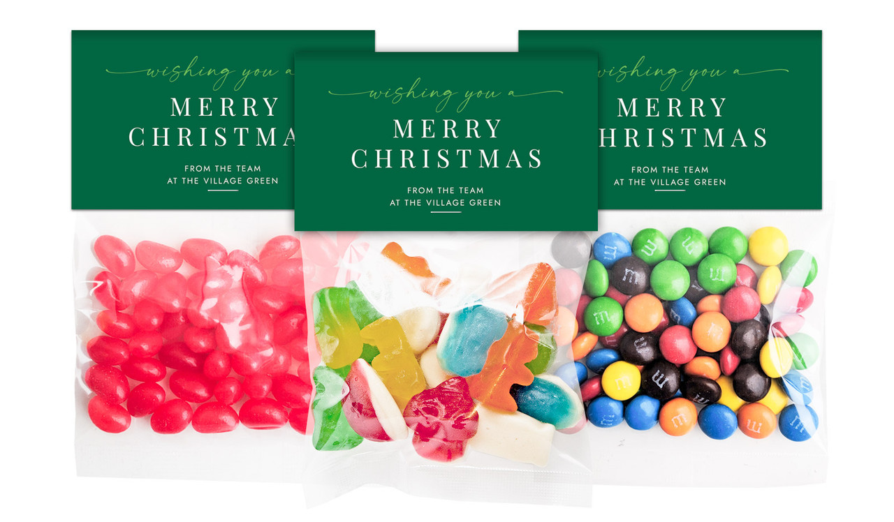 Flowing Green Christmas Personalised Lolly Bag With Topper