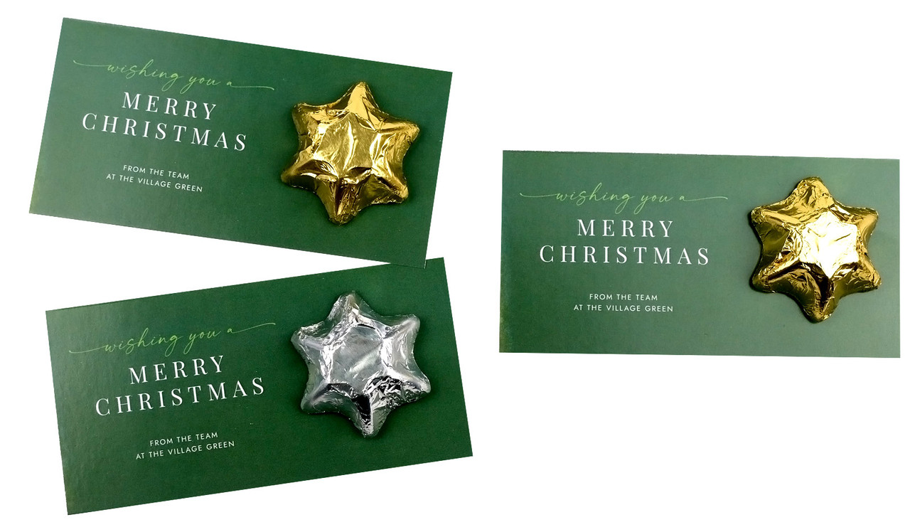 Flowing Green Personalised Christmas Star Card