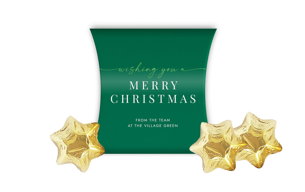 Flowing Green Christmas Personalised Pillow Boxes
