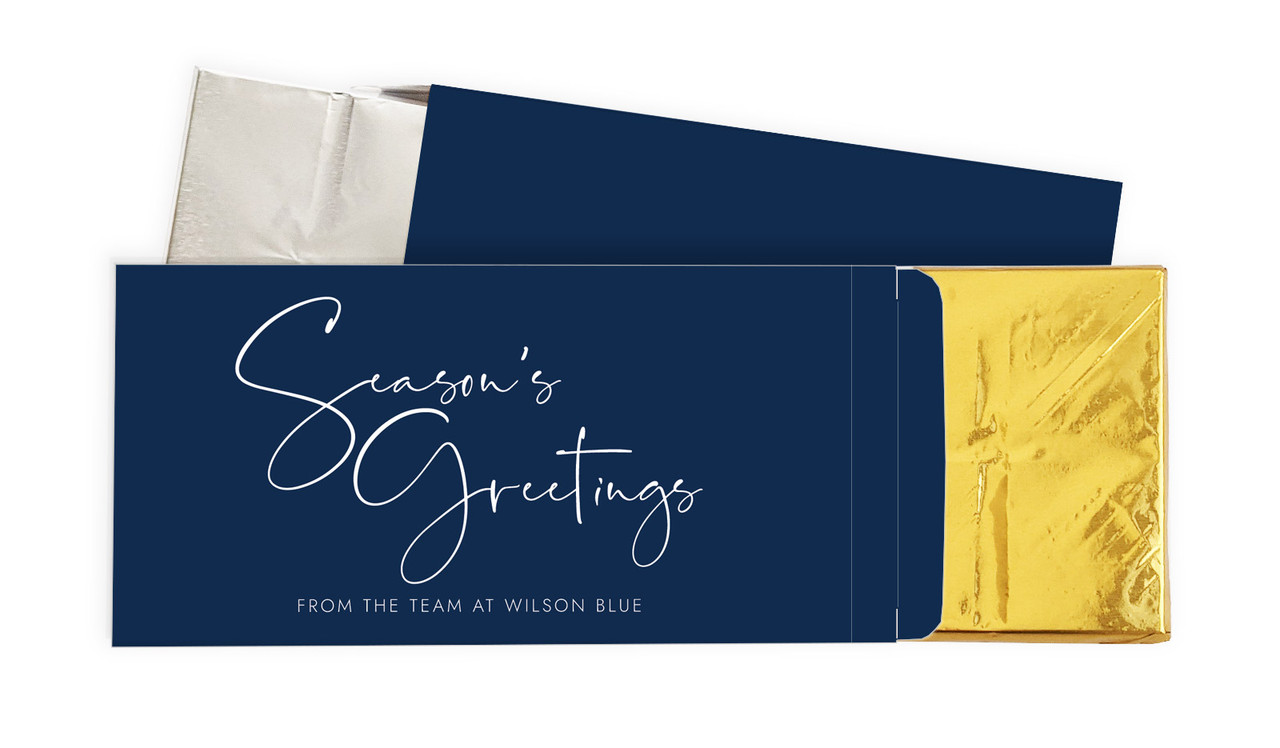 Navy Blue Christmas Personalised Chocolate Bar In A Box