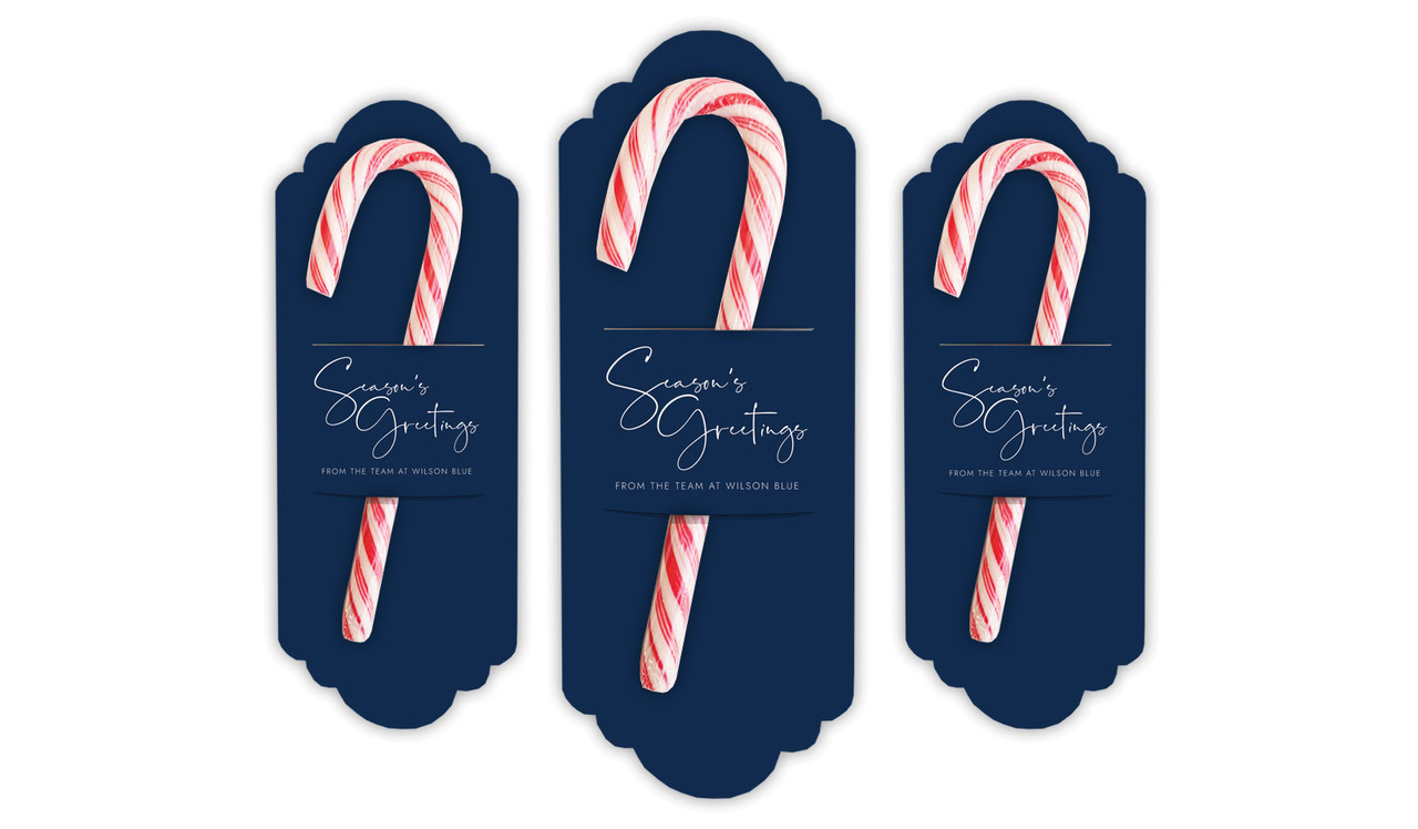 Navy Blue Christmas Personalised Candy Cane Card