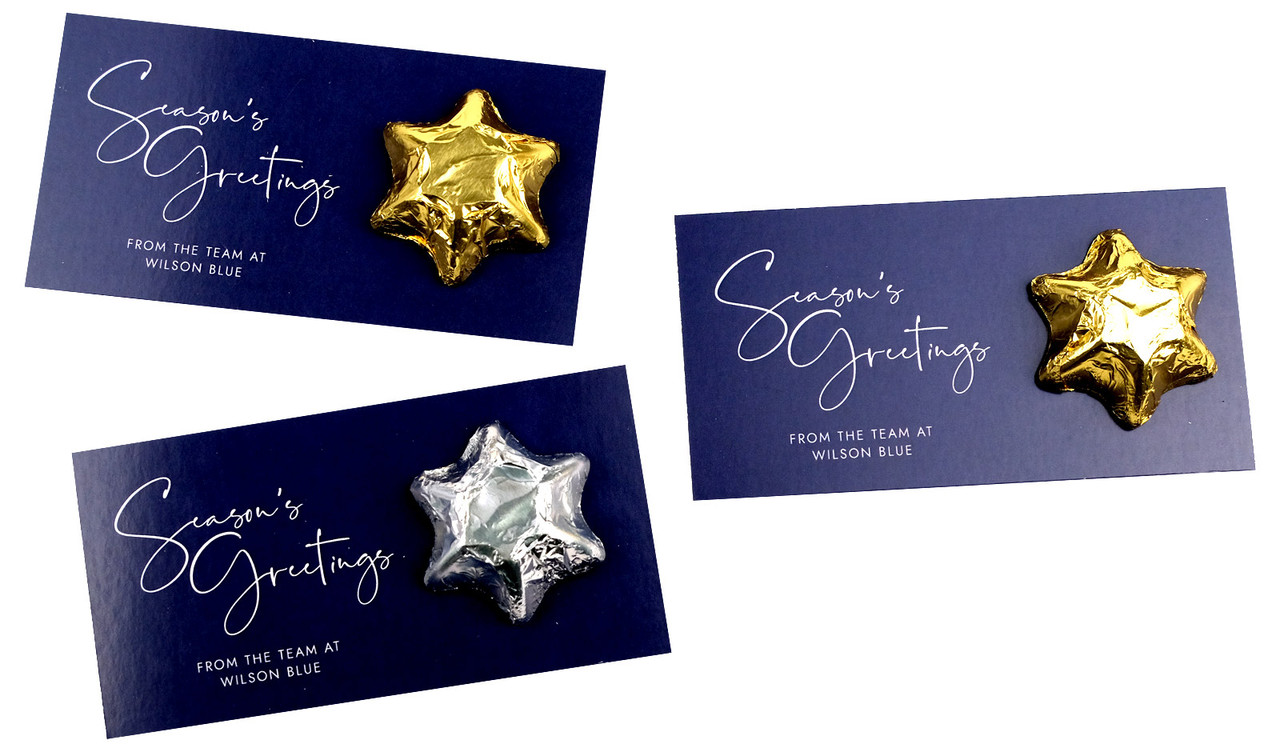 Navy Blue Personalised Christmas Star Card
