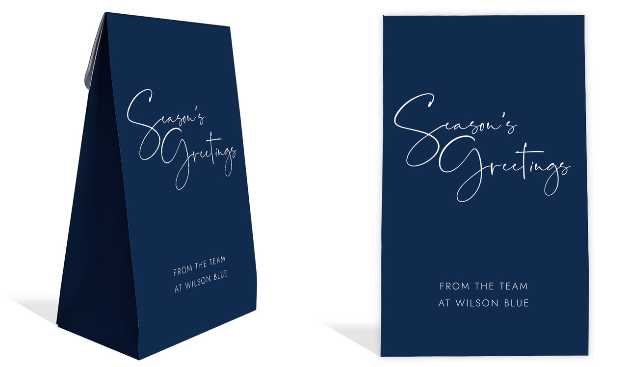 Navy Blue Christmas Personalised Gusset Favour Bag