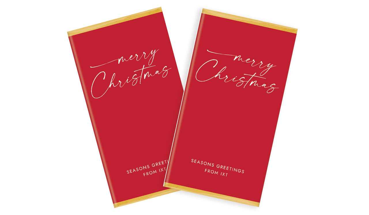 Red Cursive Christmas Personalised Chocolate Bars