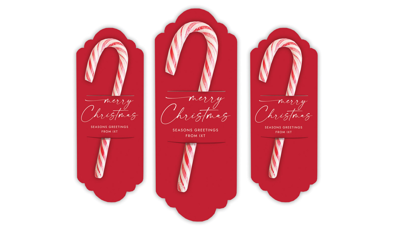 Red Cursive Christmas Personalised Candy Cane Card
