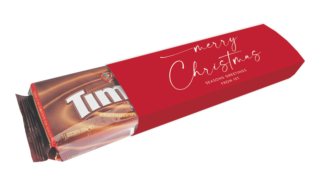 Red Cursive Christmas Customised Packet Of TimTams TM
