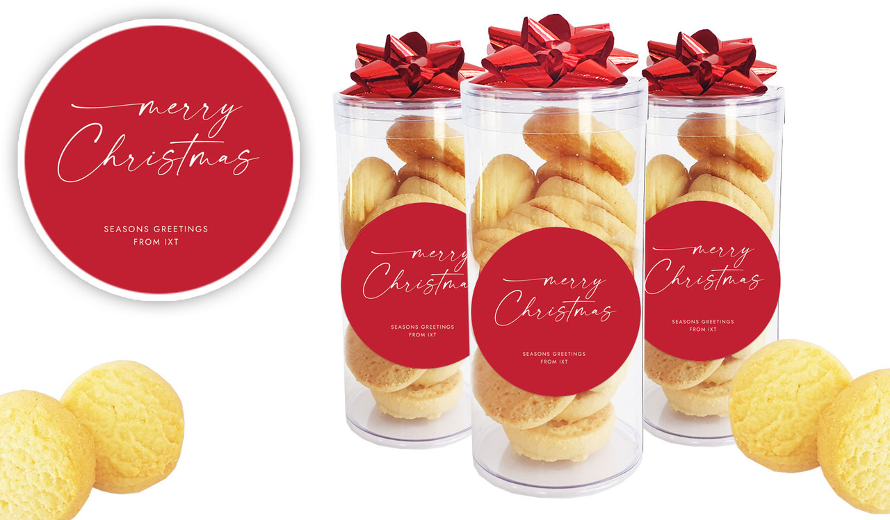 Red Cursive Personalised Shortbread Cookie Jar