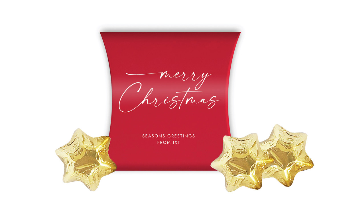 Red Cursive Christmas Personalised Pillow Boxes