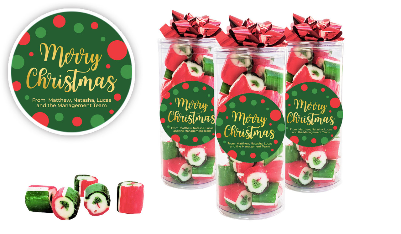 Xmas Dots Christmas Personalised Custom Rock Candy Tube