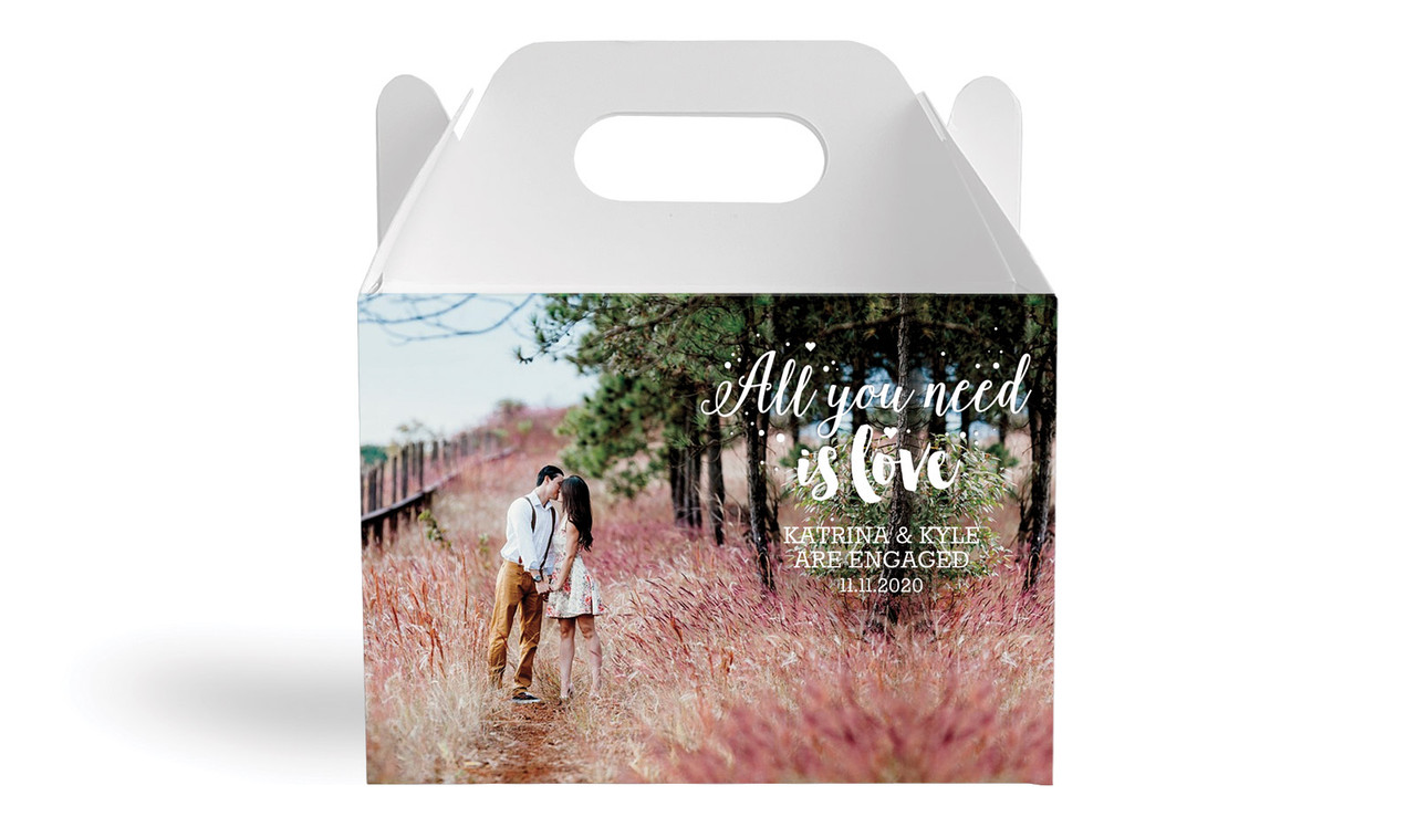 All You Need Is Love Engagement Personalised Gable Favour Box