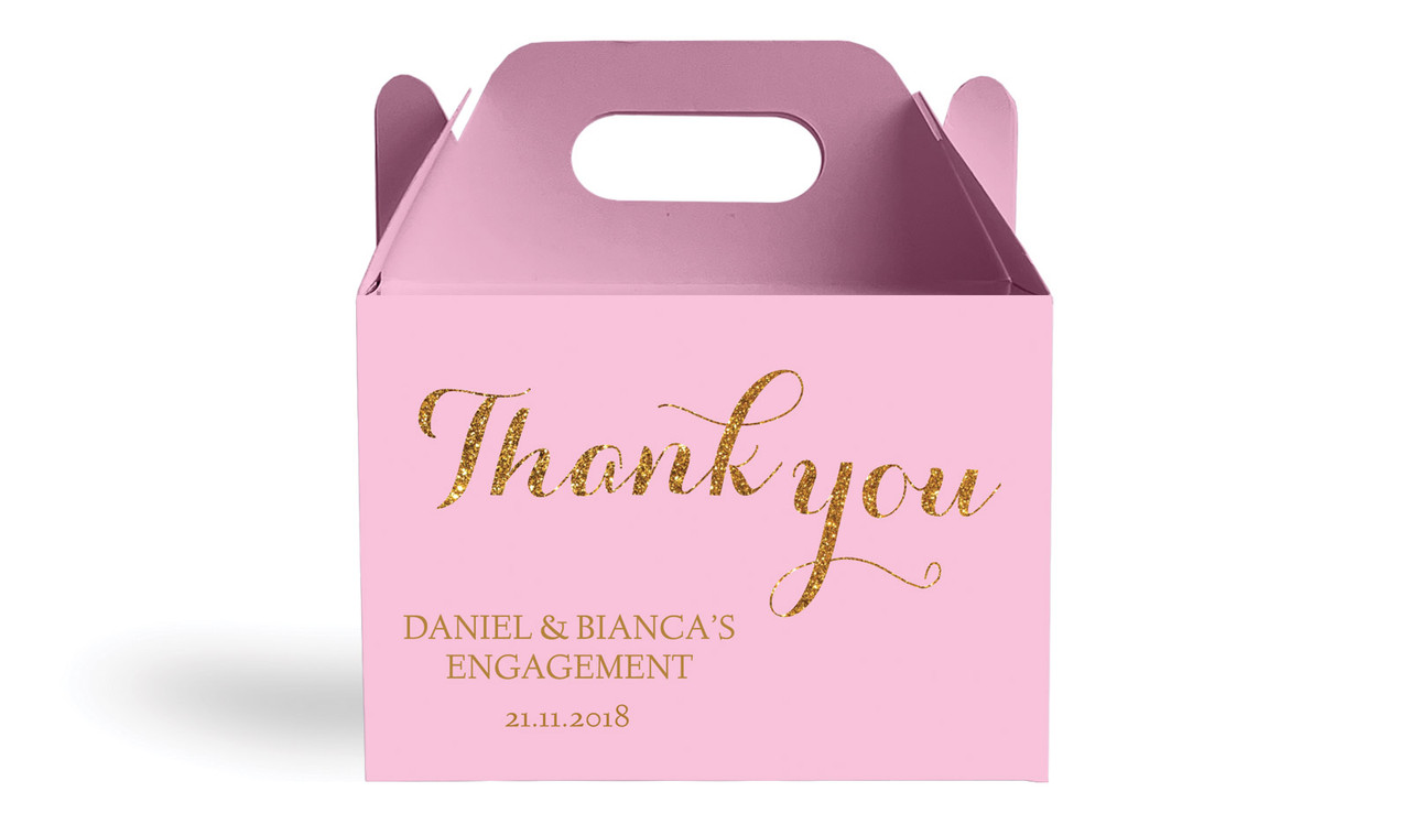 Golden Thank You Engagement Personalised Gable Favour Box