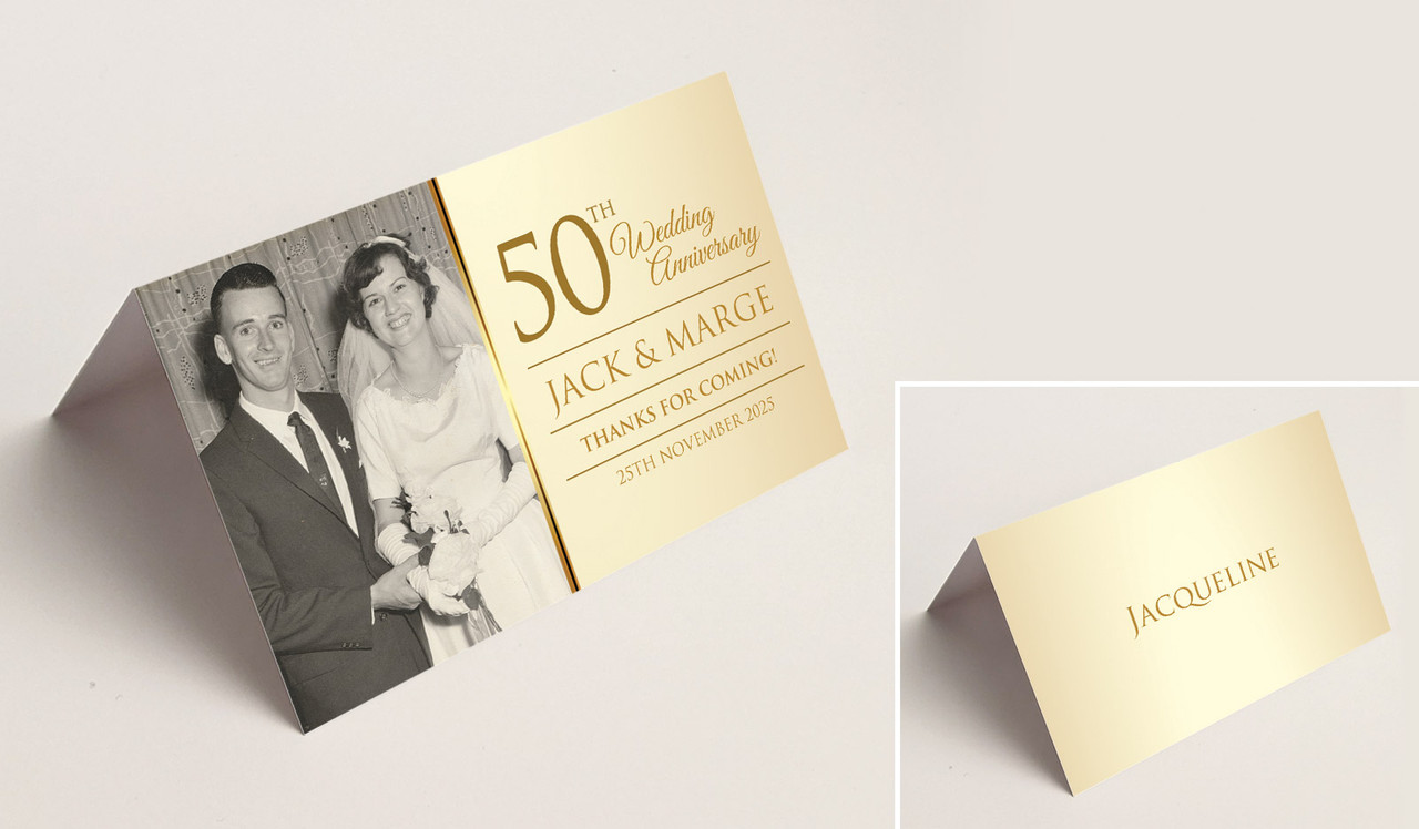 Add A Photo Anniversary Place Cards With Guest Names