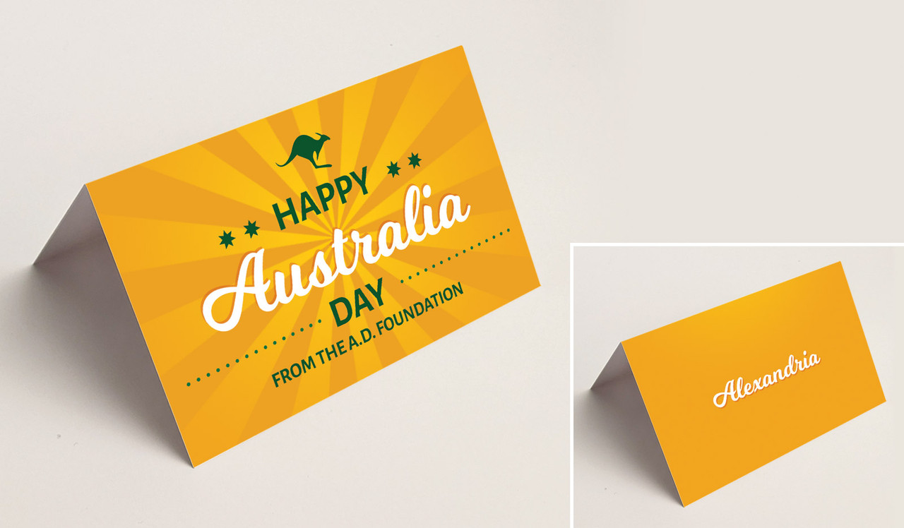 Green & Gold Australia Day Place Cards With Guest Names